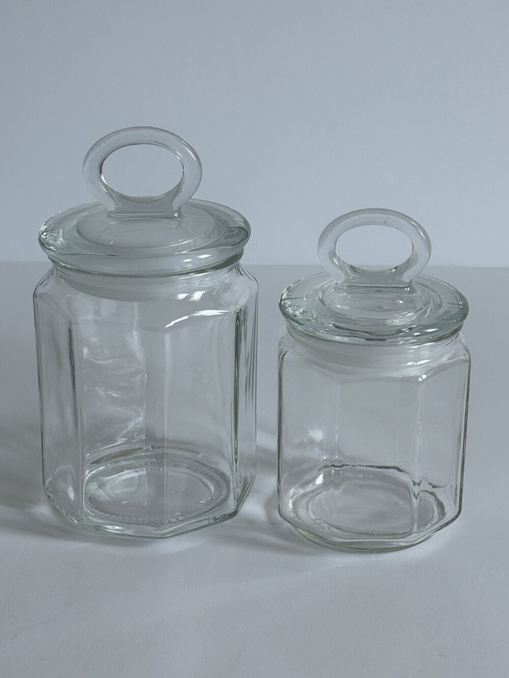 Clear Glass Apothecary Jars Canister with Loop Handles Bathroom Kitchen Storage